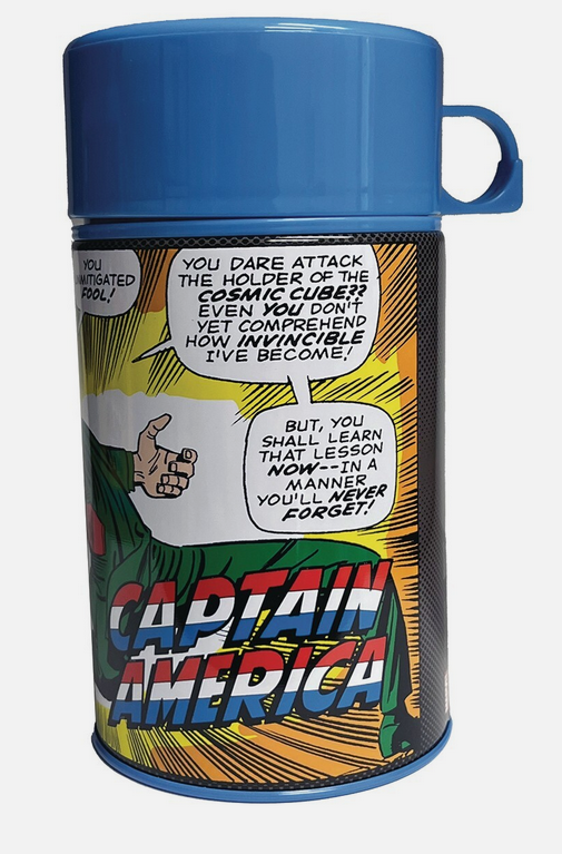 Tin Titans Classic CAPTAIN AMERICA Lunch Box & Thermos PX Previews Exclusive NEW