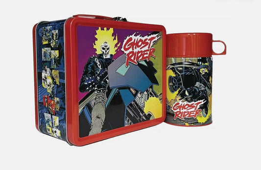 90'S GHOST RIDER TIN TITANS LUNCH BOX THERMOS PX EXCLUSIVE MARVEL