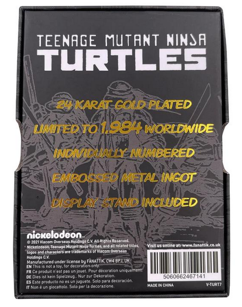 Teenage Mutant Ninja Turtles Comic Book Cover Gold-Plated Limited Edition Metal Ingot